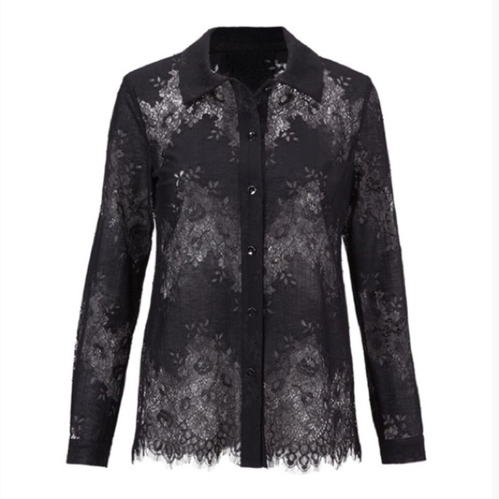 Cabi St. Regis Black Lace Button Up Blouse Size Small - Picture 3 of 8